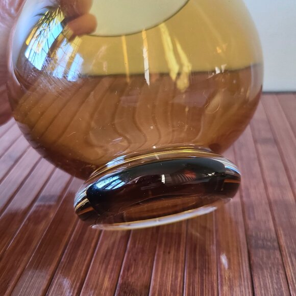 Three Vintage Amber Goblet Vase/Candle Holders - Picture 7 of 9